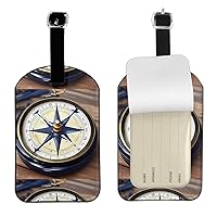 Sail Boat Nautical Compass Luggage Tags, Leather Luggage Tags, Suitcase Tags, 1 Piece Set, for Any Luggage