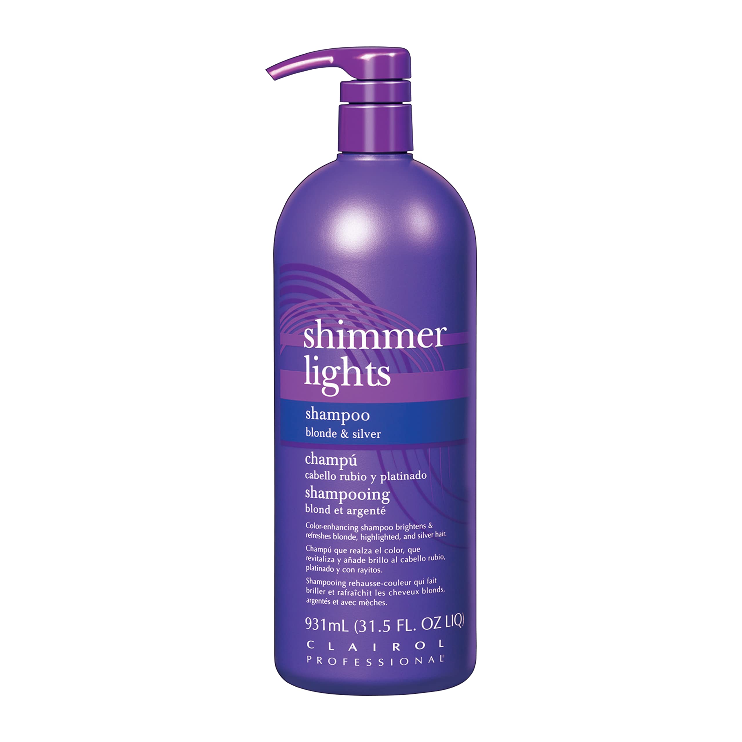 Clairol Professional Shimmer Lights Purple Shampoo, 31.5 fl. Oz | Neutralizes Brass & Yellow Tones | For Blonde, Silver, Gray & Highlighted Hair