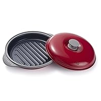 Microwave Grill Pan | Microwave Griller, Griddle & Crisper Pan with Lid for Grilling, Browning, and Crisping Foods Microwave Cookware for Grill Meat, Sandwich & Vegetable inside a Microwave