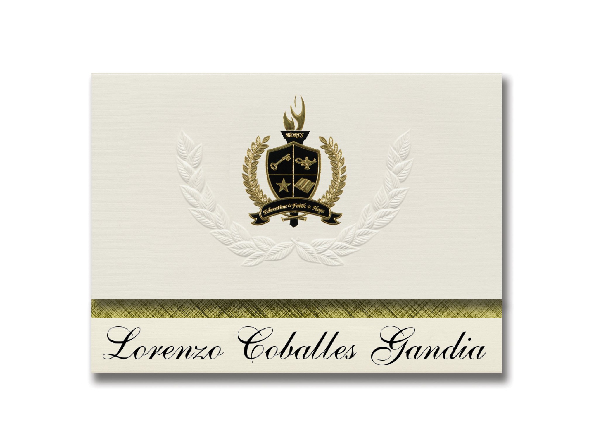 Signature Announcements Lorenzo Coballes Gandia (Hatillo, PR) Graduation Announcements, Presidential style, Basic package of 25 with Gold & Black M...