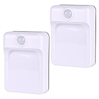 2 Set battery powered motion sensor Night Lights Stick-Anywhere adhesive mounting. Kids rooms baby night light Hallways Closets Stairs Bathrooms Bedrooms kitchens Senses motion up to 10 feet away