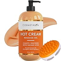 Hot Cream Massage Gel with Massager Mitt- Natural and 87% Organic Cellulite Cream - Multi Use, Skin Toning Cream, Joints and Muscle - 8.8 oz