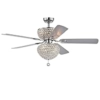 Warehouse of Tiffany CFL-8176REMO/CHD Swarana Chrome Dual Crystal Shades (Includes Remote and Light Kit) Ceiling Fan, Silver