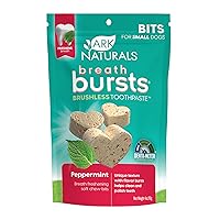 ARK NATURALS Breath Bursts Brushless Toothpaste Dog Treats, Dog Dental Bits for Small Breeds, Unique Texture Helps Clean Teeth & Freshen Breath, Peppermint, 4 oz, 1 Pack