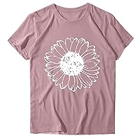 Sunflower Graphic Shirt for Women Cute Flower Short Sleeve Ladies Tee Tops Teen Girls Casual T Shirt Summer Vacation Top