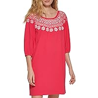 Tommy Hilfiger Women's Off the Shoulder Embroidered Casual Dress