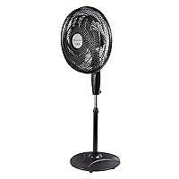PowrCurve Oscillating Pedestal Stand Fan, 18 inch, 6 Blades, Tri-Curve Grill for Reduced Noise, 180° Adjustable Tilt, Button Control, Ideal for Home, Bedroom & Office, CZST180BK
