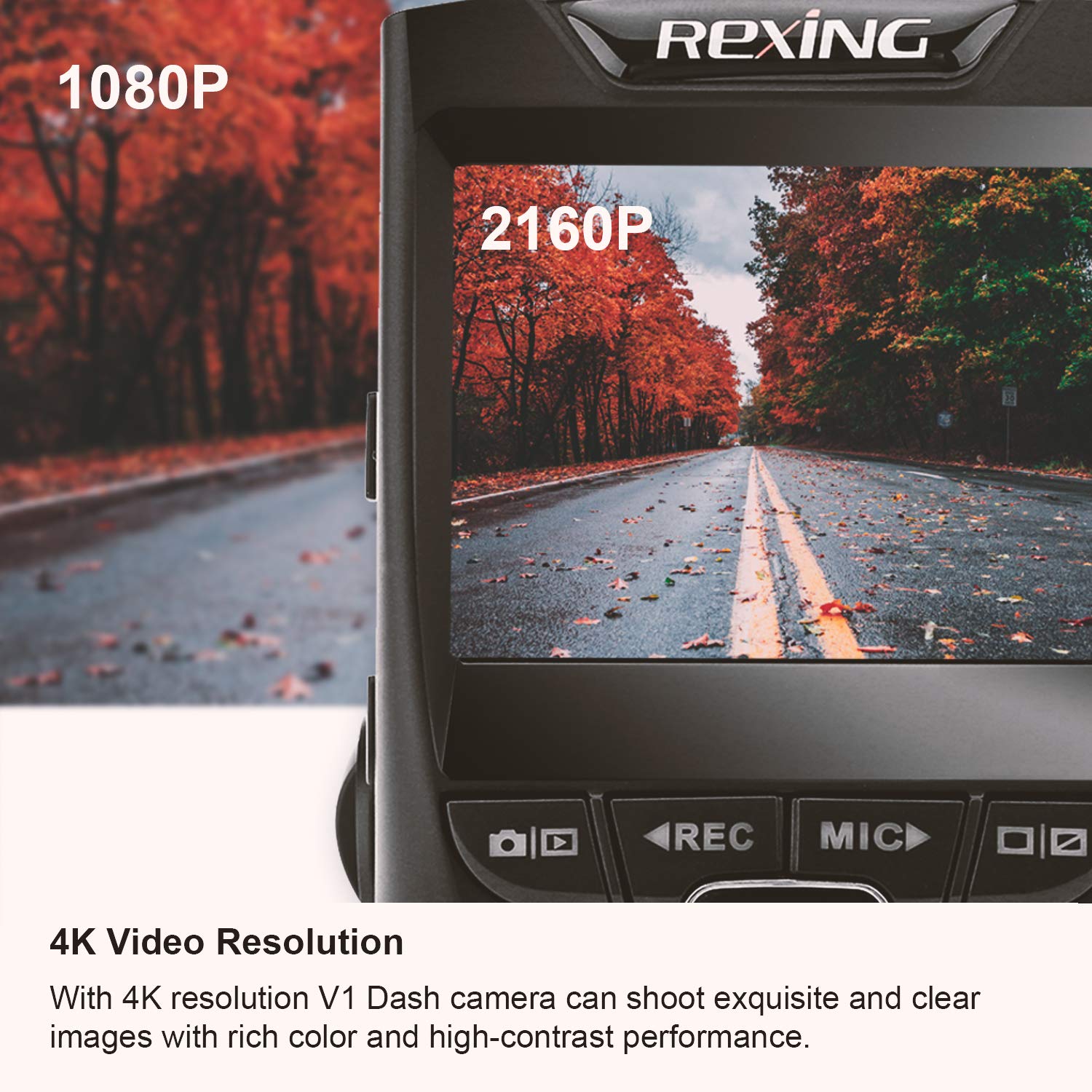 REXING V1 - 4K Ultra HD Car Dash Cam 2.4