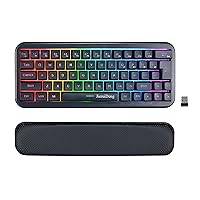 60% Wireless Gaming Keyboard,Rechargeable RGB Backlit Keyboard with Hand Rest,2.4G USB Connection,Compact 63-Key Quiet Computer Office Keyboards for PC Windows Desktop Laptop Mac Smart TV Box (Black)