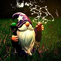 Resin Gnome Statue Outdoor Decor Waterproof Firework Solar LED Lights Gnome Garden Sculpture Decorations for Outside Lawn Patio Yard Ornament Gifts (Gnome)