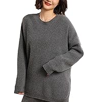 Autumn and Winter 100% Cashmere Sweater O-Neck Knitted Pullover Women's Thickened Sweater Loose Large Size Top