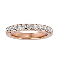 Certified 18K Gold Ring in Round Cut Natural Diamond (0.96 ct) With White/Yellow/Rose Gold Wedding Ring For Women