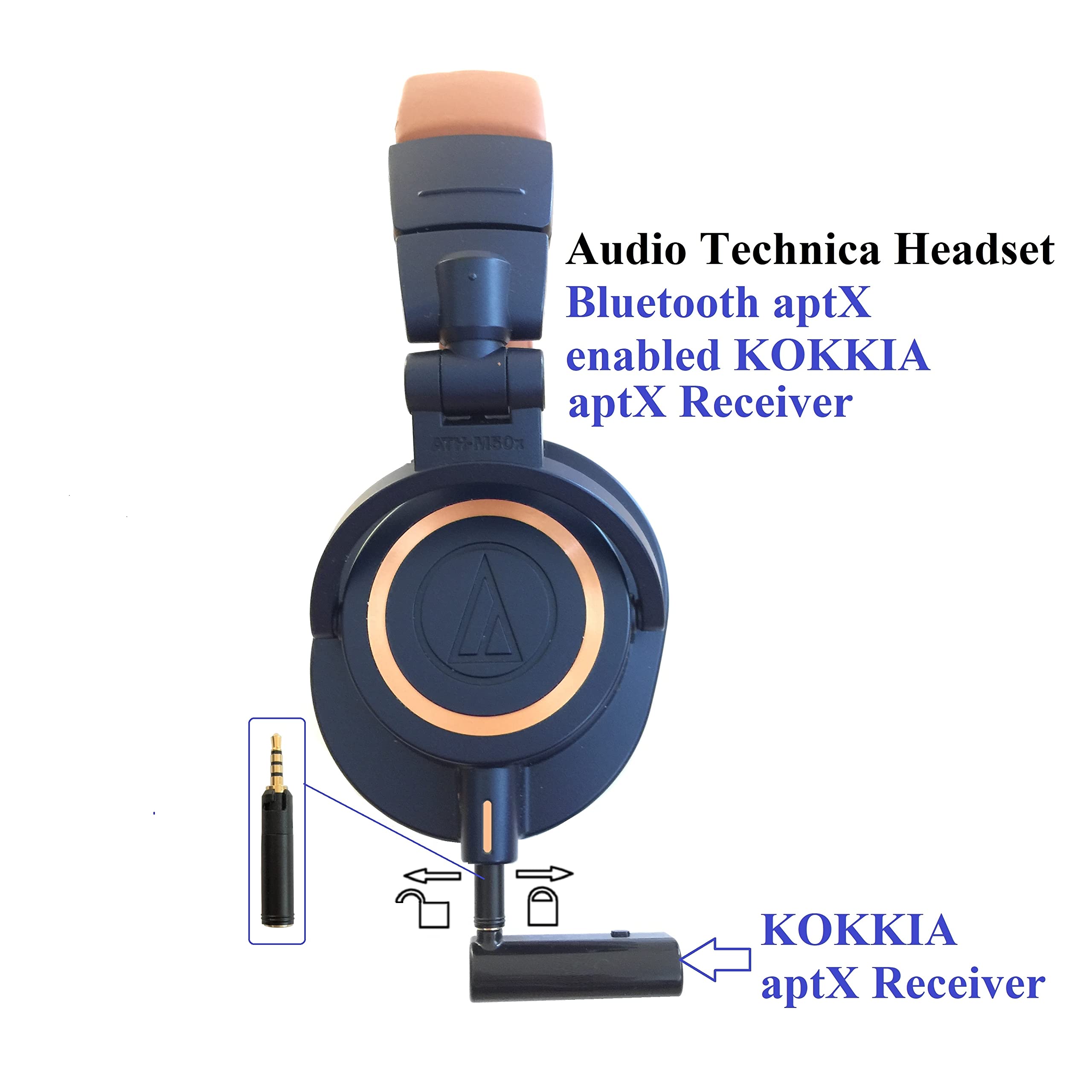 KOKKIA iReceiver aptX+ Bluetooth Stereo Receiver, Tiny Versatile 2.5mm Male to 3.5mm Female Adapter Included, Built-in Rechargeable Battery, Operational While Charging