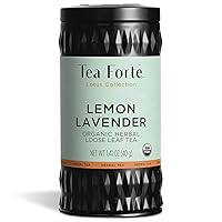 Tea Forte Lemon Lavender Organic Herbal Tea, Loose Tea Canister Makes 35-50 Cups, Lotus Organic Tea, 1.41 Ounces