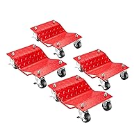 Car Jack Tire Skates - 4-Piece Solid Steel Car Lift Dolly Set for Moving Cars, Trucks, Trailers, Motorcycles, and Boats (Red) by Pentagon Tools