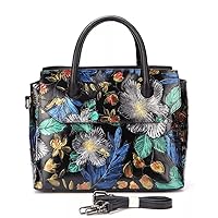 Women's Handbags Floral Leather Handbags Embossed Floral Handle Bags