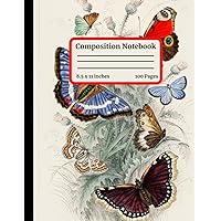 Composition Notebook Wide Rule - Peacock Butterfly, Camberwall Beauty: 100 Page Lined Paper | Cute Aesthetic Journal for Creative Writing, Personal Diary, Journaling, College or School