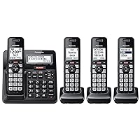 Cordless Phone with Advanced Call Block, One-Ring Scam Alert, and 2-Way Recording with Answering Machine, 4 Handsets - KX-TGF944B (Black)