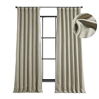 HPD Half Price Drapes Faux Linen Room Darkening Curtains - 96 Inches Long Luxury Linen Curtains for Bedroom & Living Room (1 Panel), 50W X 96L, Oatmeal