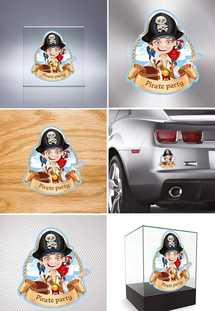 Sticker Pirate Party Decoration Kids boy Parrot Celebration Durable Boat 5 X 4,54 in.
