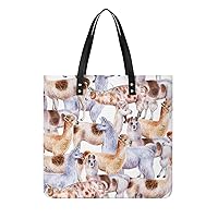 Lama Printed Tote Bag for Women Fashion Handbag with Top Handles Shopping Bags for Work Travel