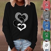 Funny T Shirts for Women Valentines Day Turtleneck Tee Date Comfy Flannel Shirts for Women