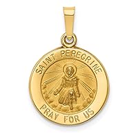 14k Yellow Gold Polished and Satin St. Peregrine Medal Charm Pendant