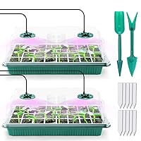 Seed Starter Kit with Grow Light, 80 Cells Seed Starter Tray with Light, Seedling Starter Trays with Vented Humidity Dome and Base, Indoor Gardening Plant Germination Kit, 2-Pack