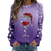 SNKSDGM Women Ugly Christmas Long Sleeve Funny Xmas Christmas Sweatshirts Crew Neck Casual Pullovers Top Baseball T Shirts