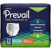 Prevail Extra Absorbency Incontinence Underwear Youth/Small Adult 22 Count Breathable Rapid Absorption Discreet Comfort Fit Adult Diapers