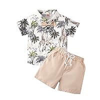 CIYCUIT Toddler Baby Boys Summer Print Shirt Outfits Clothes Short Sleeve Button Down Tops + Shorts Set