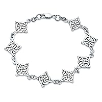 Bling Jewelry Spiritual Inspirational Christian Faith Irish Love Knot Celtic Triquetra Trinity Bracelet For Women Teen .925 Sterling Silver Oxidized