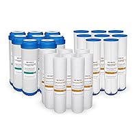 (24 Pack) Whole House Well Water Pleated, Polypropylene Sediment, GAC Coconut Shell Carbon Water Filters for Standard Whole House Filtration Systems Cottage/Well Water