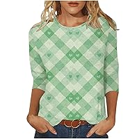 Western Shirts for Women 3/4 Sleeve Aztec Graphic Tops Vintage Ethnic Style Geometric Print Crewneck Blouses Loose Tunic Tees