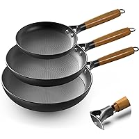 imarku Non Stick Frying Pans - 8&10&12 Inch Cast Iron Skillets Professional Cast Iron Pan Dishwasher Safe Nonstick Frying Pan Set, Detachable Handle