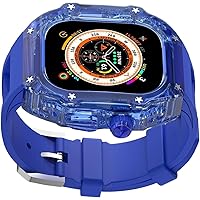Luxury Women Crtstal Transparent Watch Case Rubber Bands，For Apple Watch Ultra 8/7/6/5/4/SE 49mm 45mm 44mm，Hard PC Bezels RM Style Watch Sport Wrist Band Accessories