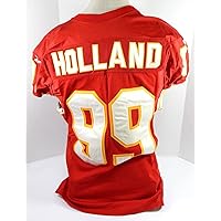 1998 Kansas City Chiefs Darius Holland #99 Game Used Red Jersey 50 DP32127 - Unsigned NFL Game Used Jerseys