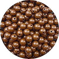 100 Pieces 12mm Acrylic Round Beads Smooth Spacer Plastic Pastel Beads Craft Beads for DIY Craft Jewelry Making Bracelets Necklaces Earring Crafting Supplies(Brown)