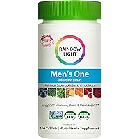 Rainbow Light Men’s One Multivitamin Provides High Potency Immune Support with Vitamin C, D & Zinc for Immune Support, Non-GMO, Vegetarian