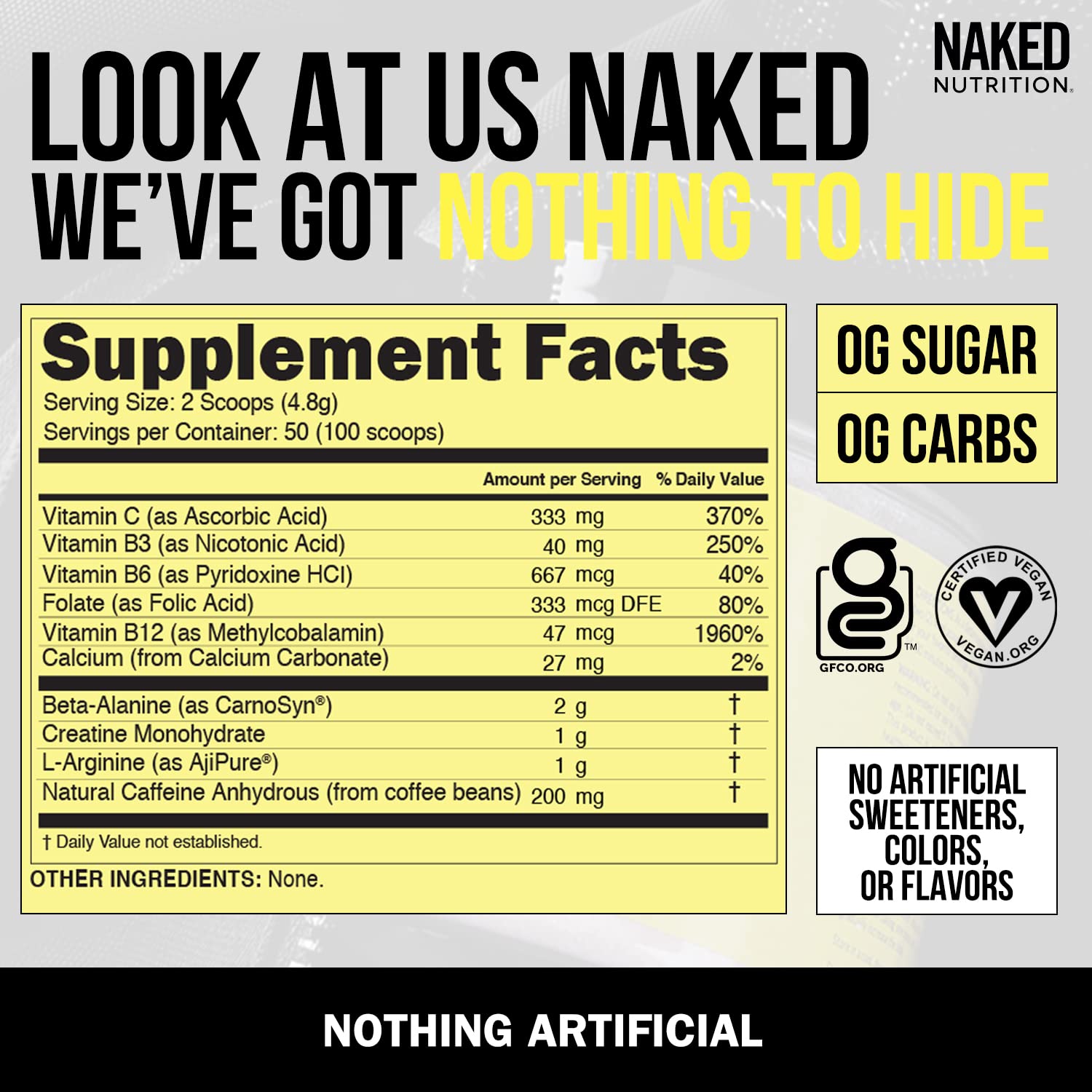 NAKED nutrition Vegan Energy and Performance Bundle: Naked Unflavored Energy and Naked Bcaas Amino Acids Powder