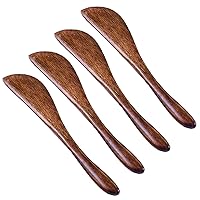 4 PCS Wooden Butter Knife, 6 Inch Wood Cheese Spreader Knife, Small Condiment Jam Spreaders Knives (Wide Shape)