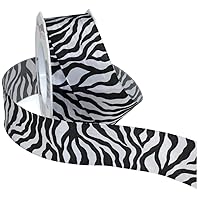 Morex Ribbon Zebra French Wired Ribbon, 1-1/2-Inch by 22-Yard, White (34040/20-601)