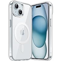 JETech Magnetic Case for iPhone 15 6.1-Inch Compatible with MagSafe Wireless Charging, Shockproof Phone Bumper Cover, Anti-Scratch Clear Back (Clear)