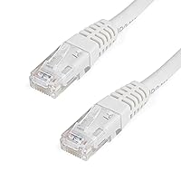 StarTech.com 20ft CAT6 Ethernet Cable - White CAT 6 Gigabit Ethernet Wire -650MHz 100W PoE++ RJ45 UTP Molded Category 6 Network/Patch Cord w/Strain Relief/Fluke Tested UL/TIA Certified (C6PATCH20WH)