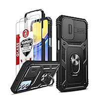 for Galaxy A15-5G Phone Case: Samsung Galaxy A15 5G Case Cover Smartphone Cell Screen Protector, Heavy Duty Shockproof Corners Kickstand Funda para Basic Android Samsung A 15 5G Telephone, Black