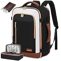 LOVEVOOK Travel Backpack for Women, 40L Carry On Backpack, Personal Item Bag with 3 Packing Cubes, Water Resistant Bussiness Weekender Overnight Luggage Daypack, Fits 15.6 Inch Laptop, Black Beige