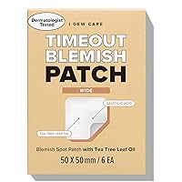 I DEW CARE Hydrocolloid Acne Pimple Patch - Timeout Blemish Wide | Korean zit dark spot patches for face and skin, big large size, 6 Count (50 x 50mm), Pus absorbing with Tea Tree Oil