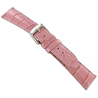 24mm DB Baby Crocodile Grain Pink Padded Stitched Watch Band Mens Long