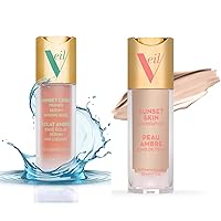 Veil Cosmetics | 1 Sunset Skin Liquid Foundation + 1 Sunset Light 3-in-1 Primer | 1P | Buildable Coverage, Lightweight & Brightening | Serum, Mixing Base, Primer | Water-Resistant | Vegan
