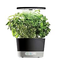 Harvest 360 Indoor Garden Hydroponic System with LED Grow Light and Herb Kit, Holds Up to 6 Pods, Black